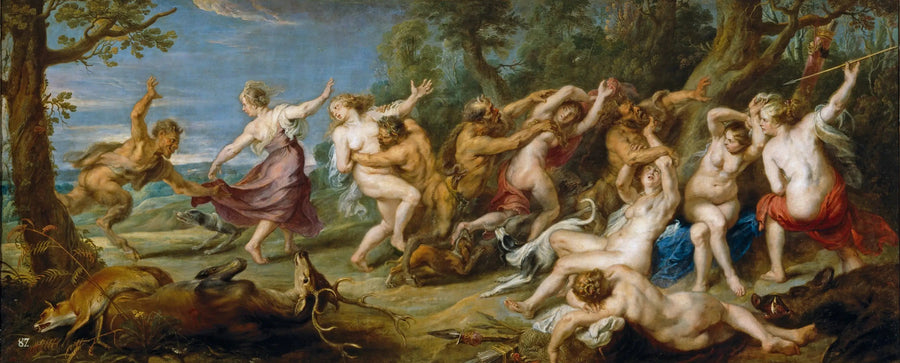 Diane och hennes nymfer överraskade av satyrier - Peter Paul Rubens