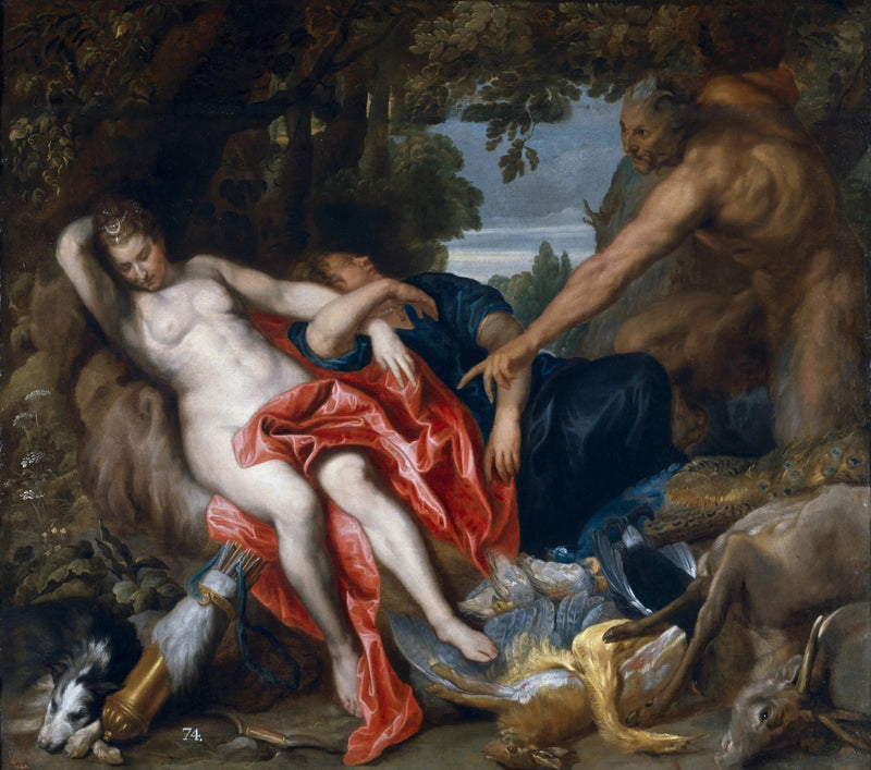 Diane och en nymf överraskad av en satyr - Antoine van Dyck