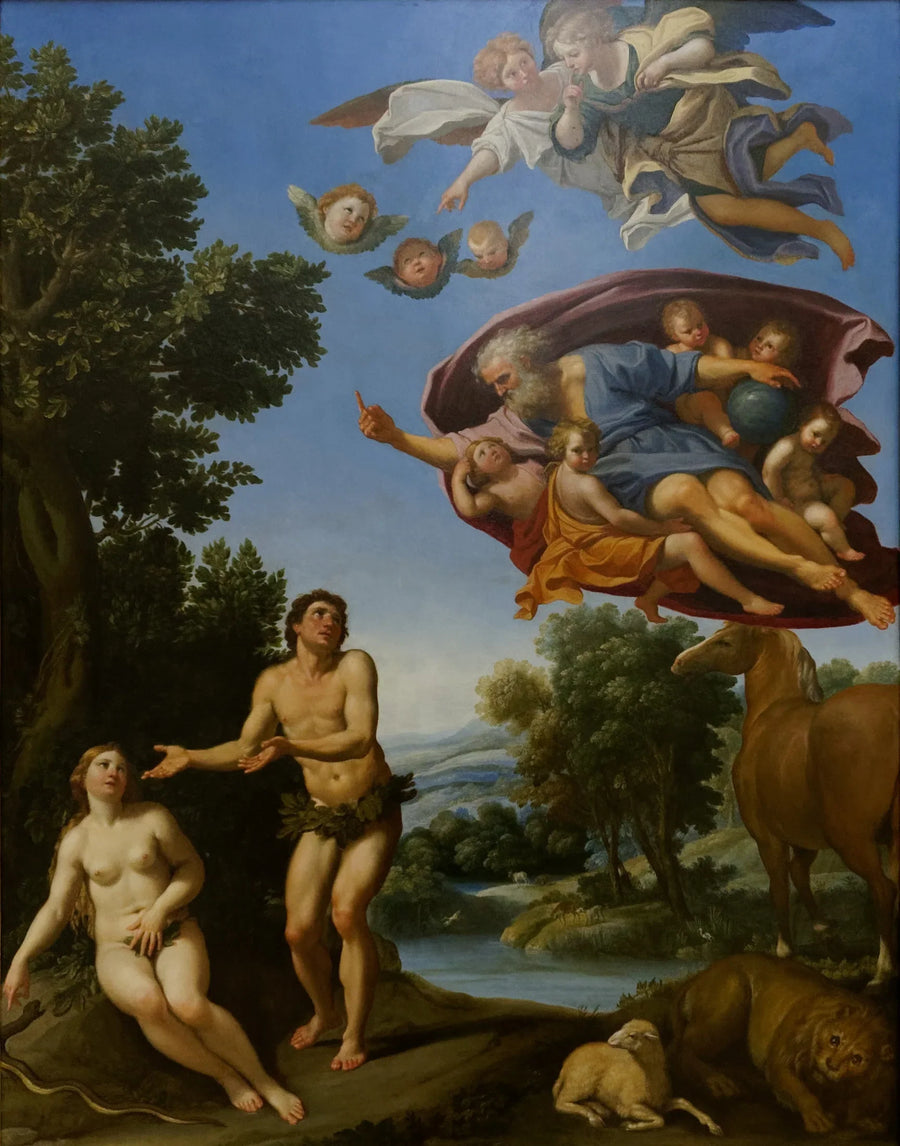 Gud tillrättavisar Adam och Eva - Domenichino