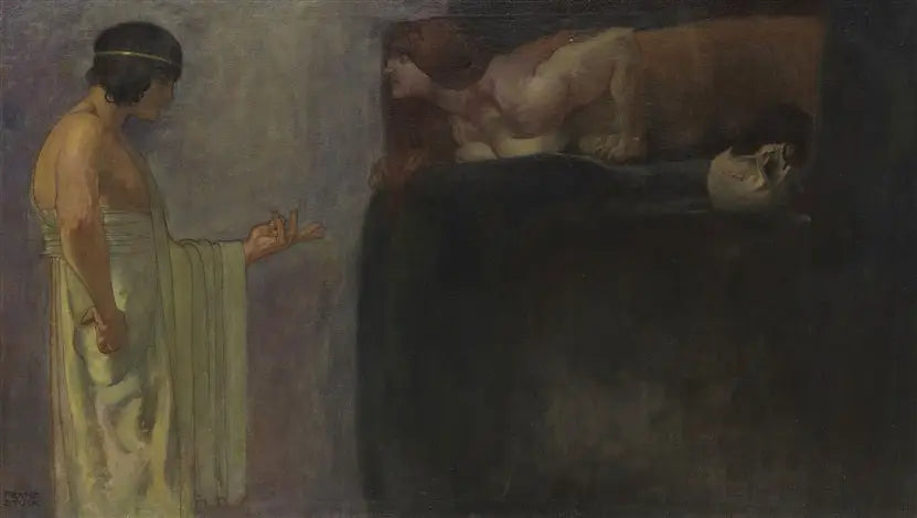 Ödipus löser Sphinxens gåta - Franz von Stuck