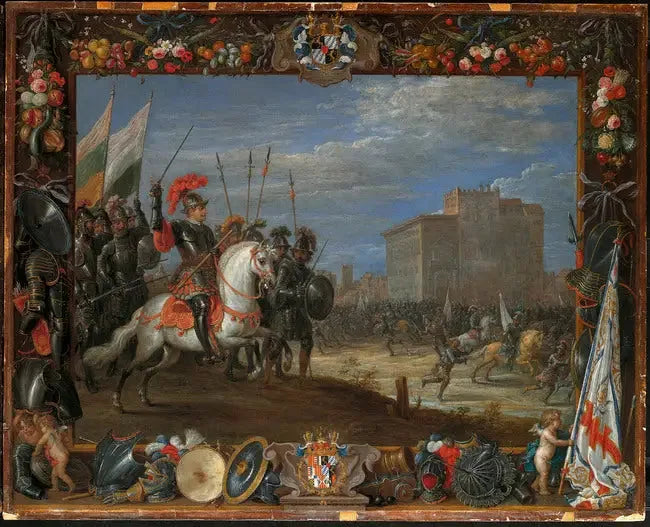 Don Antonio Moncada avvärjer Cabreras attack på slottet där drottning Bianca bor - David Teniers den yngre