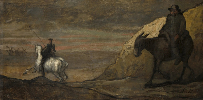 Don Quijote och väderkvarnar - Honoré Daumier