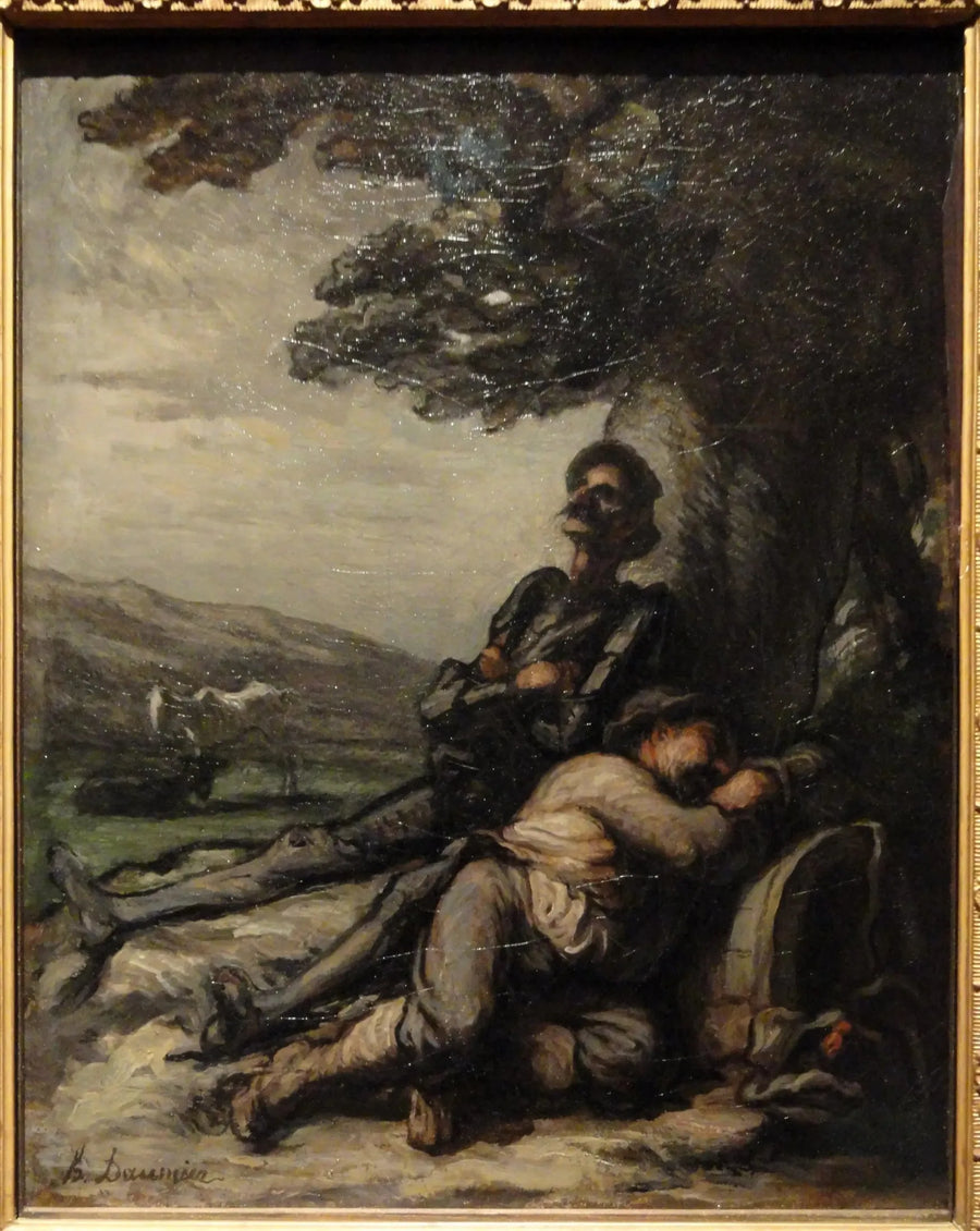 Don Quijote och Sancho Panza vilar under ett träd - Honoré Daumier
