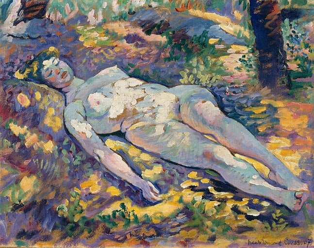 Naken sovrum i gläntan - Henri-Edmond Cross