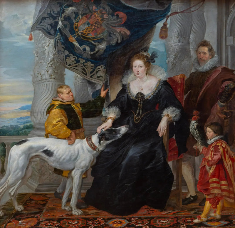 Dubbelt porträtt av Alethea Talbot (1585-1654), grevinna av Arundel och Sir Dudley Carleton (1573-1632), med två tjänare - Peter Paul Rubens