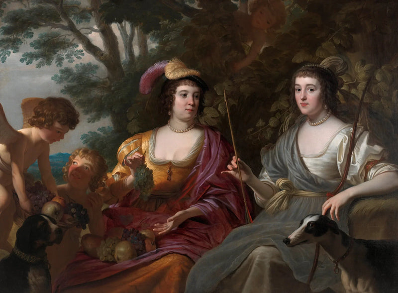 Dubbelt porträtt av Amalia van Solms och Charlotte de La Trémoïlle - Gerrit van Honthorst