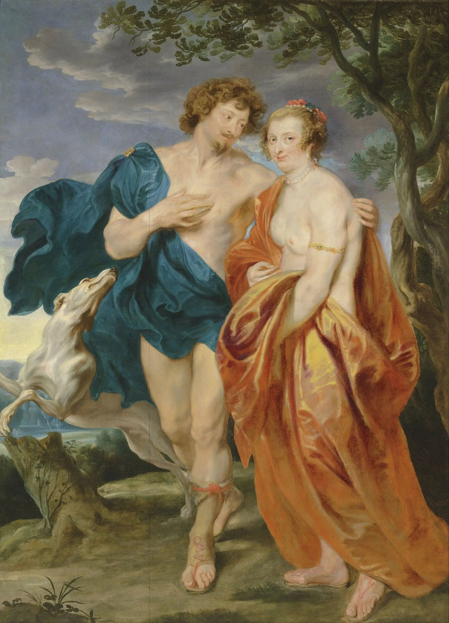 Dubbelt porträtt av George Villiers, markis och hans hustru Katherine Manners, som Venus och Adonis - Antoine van Dyck
