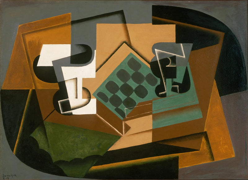 Schackbräde, glas och tallrik - Juan Gris