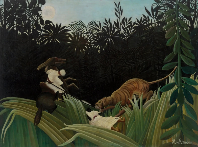 Upplysningsmän attackerade av en tiger - Henri Rousseau
