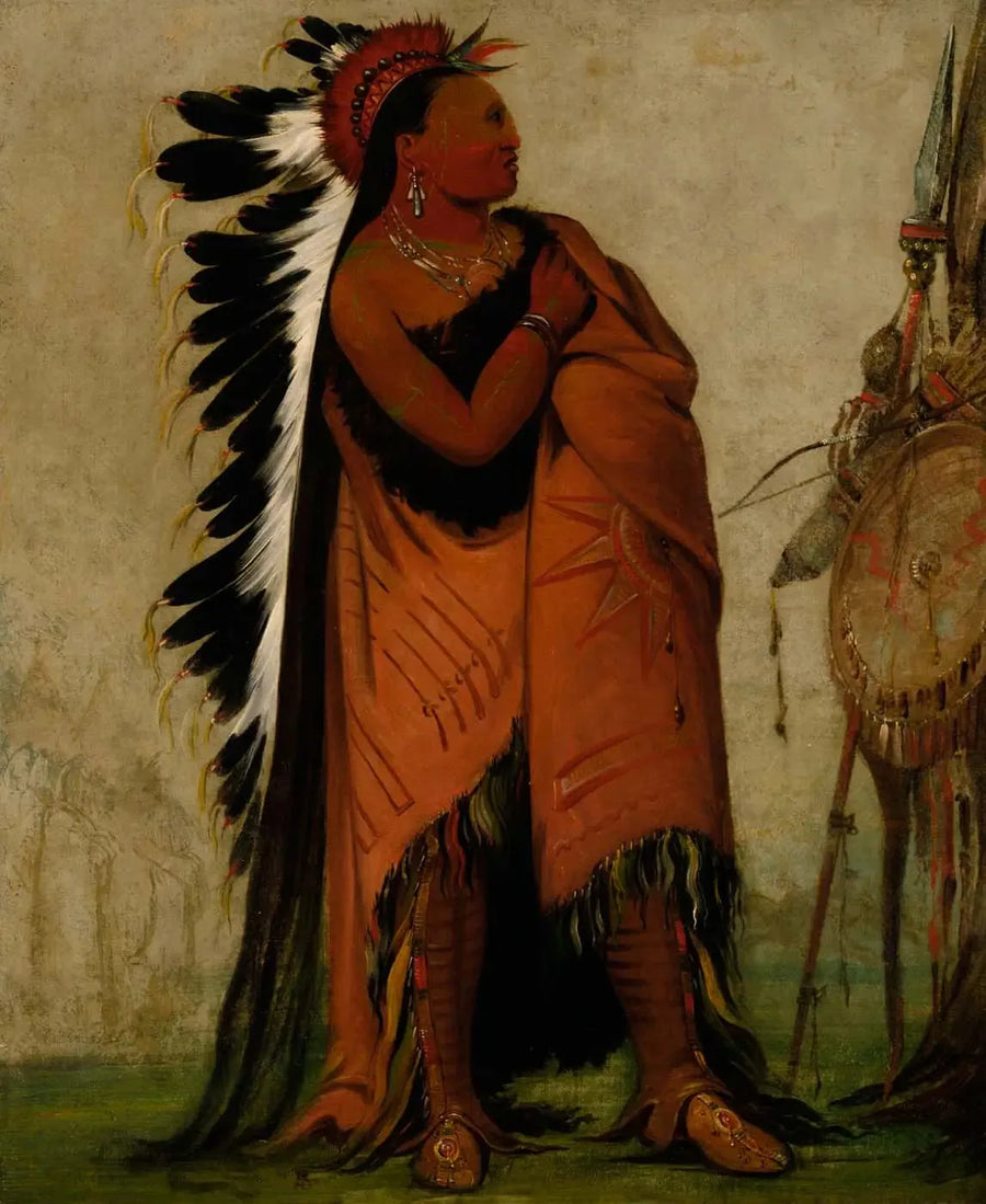 Eé-hee-a-duck-cée-a, Den som binder sitt hår innan - George Catlin