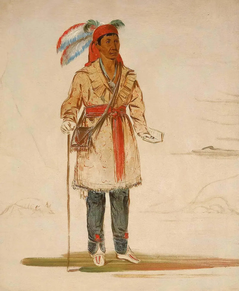 Ee-tów-o-kaum, på båda sidor av floden, stamledare - George Catlin