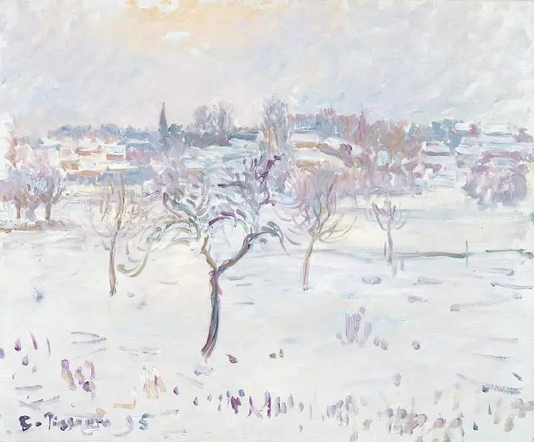 Snöeffekt i Éragny, med ett äppelträd - Camille Pissarro