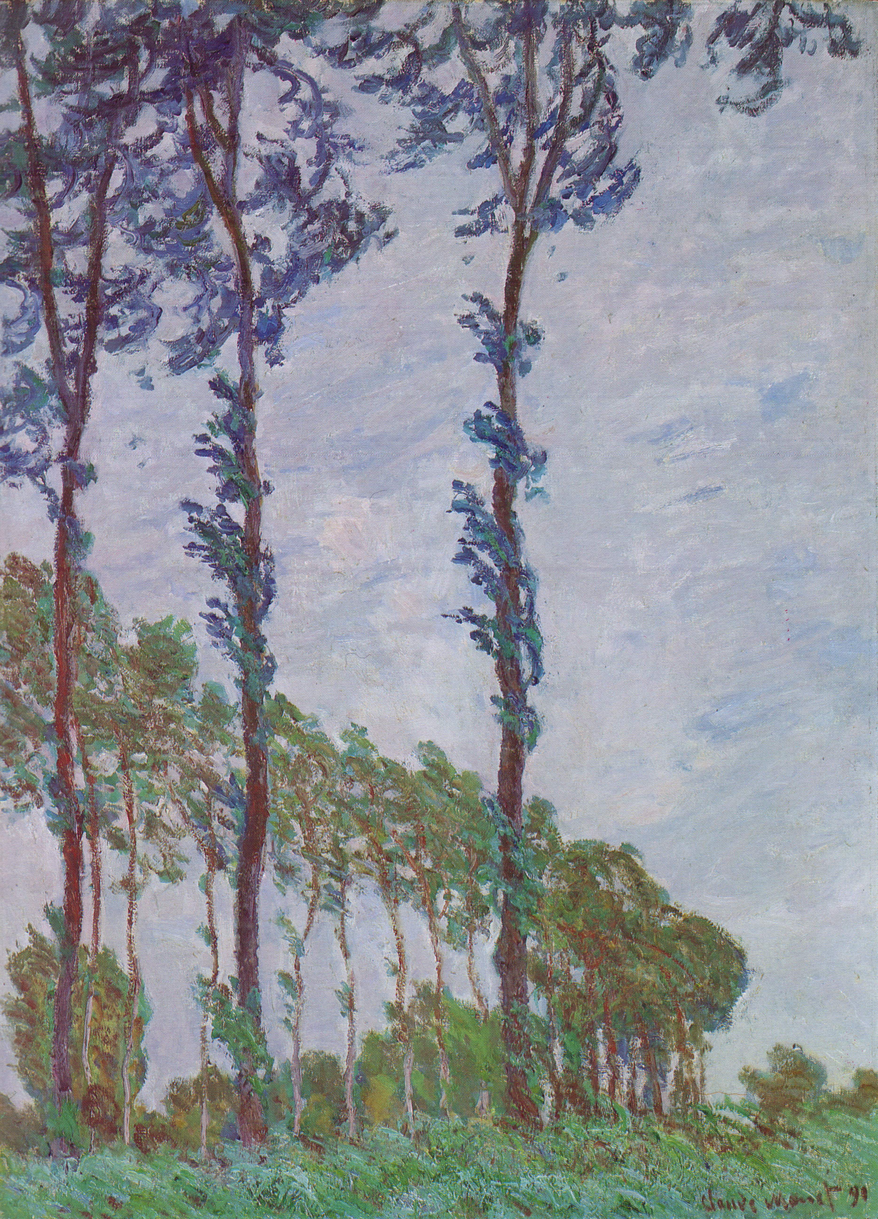 Reproduction du tableau « Effet de vent, série des peupliers - Claude Monet » par Alpha Reproduction en peinture à l’huile