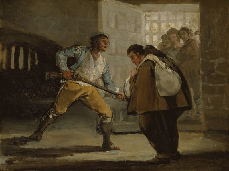 El Maragato hotar bror Pedro de Zaldivia med sitt vapen - Francisco de Goya
