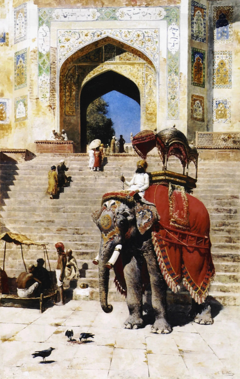 Kunglig elefant vid ingången till Jami-moskén, Mathura - Edwin Lord Weeks