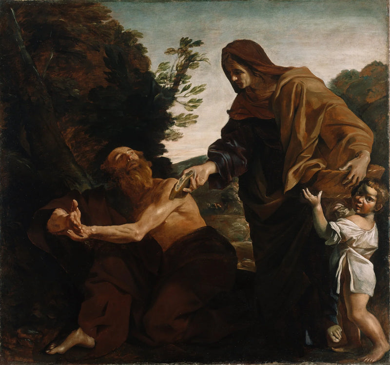 Élie som tar emot bröd från Sareptas änka - Giovanni Lanfranco