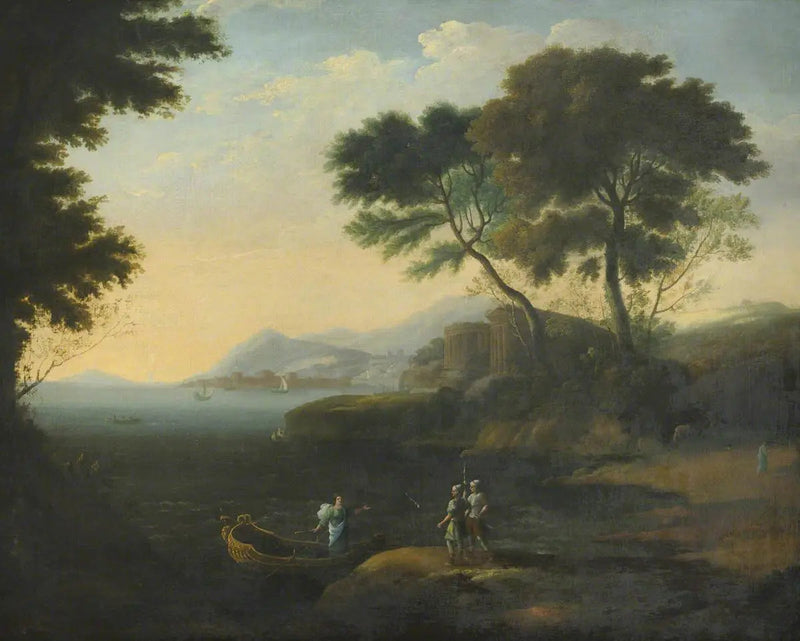 Carlo och Ubaldo ombordstigning i jakten på Rinaldo - Claude Lorrain