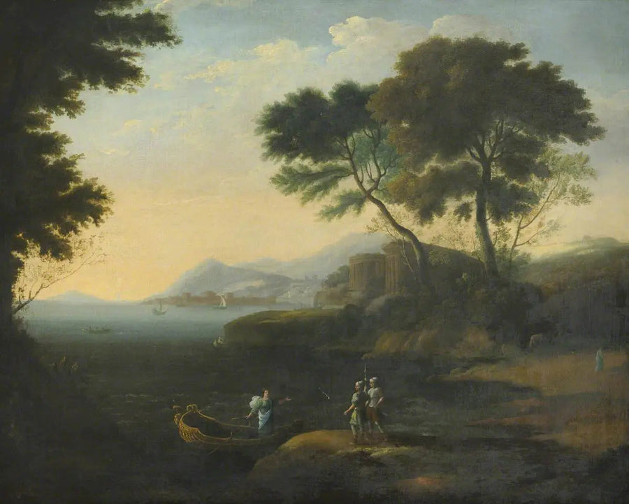 Carlo och Ubaldo ombordstigning i jakten på Rinaldo - Claude Lorrain