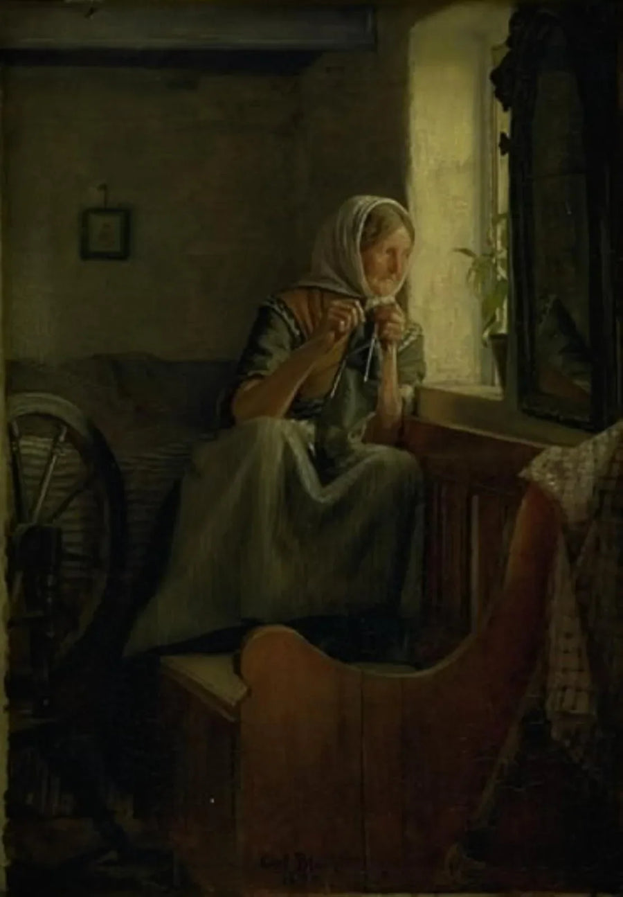 En gammal bondkvinna, som tittar ut genom ett fönster - Carl Heinrich Bloch