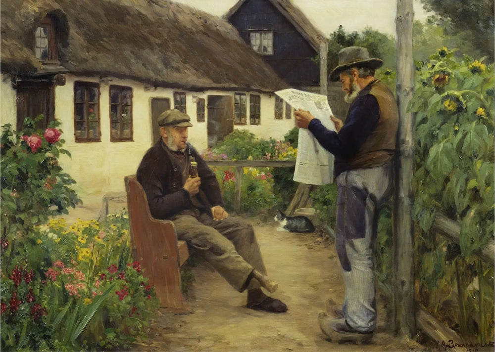 En lisant les nouvelles du journal - H. A. Brendekilde - Alpha Reproduction