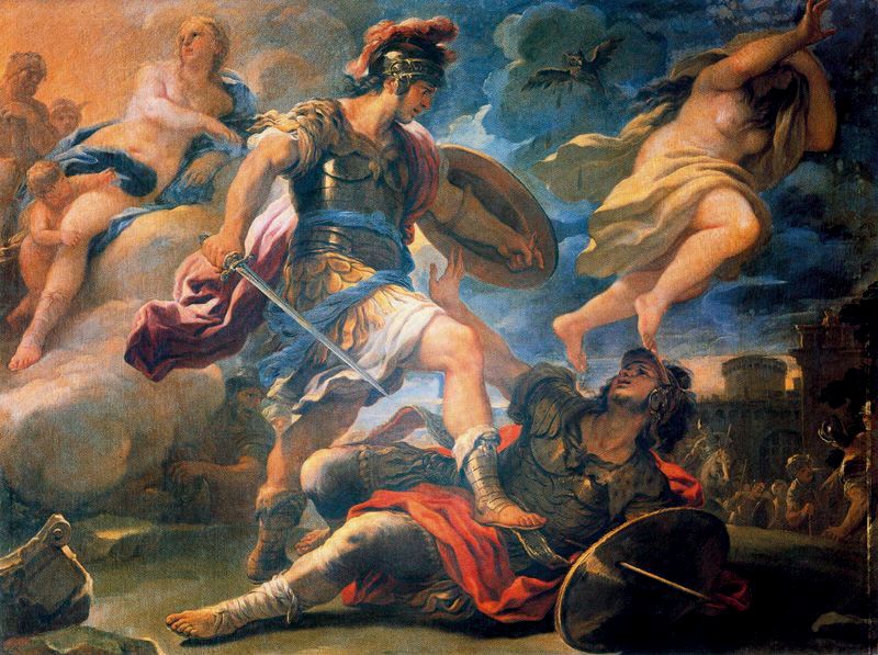 Aeneas och Turnus - Luca Giordano
