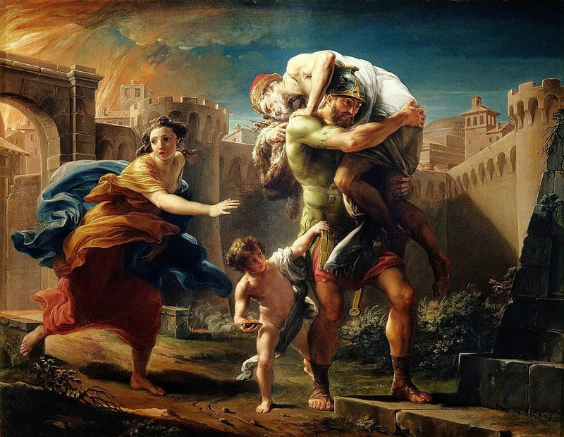 Aeneas flyr från Troja - Pompeo Batoni