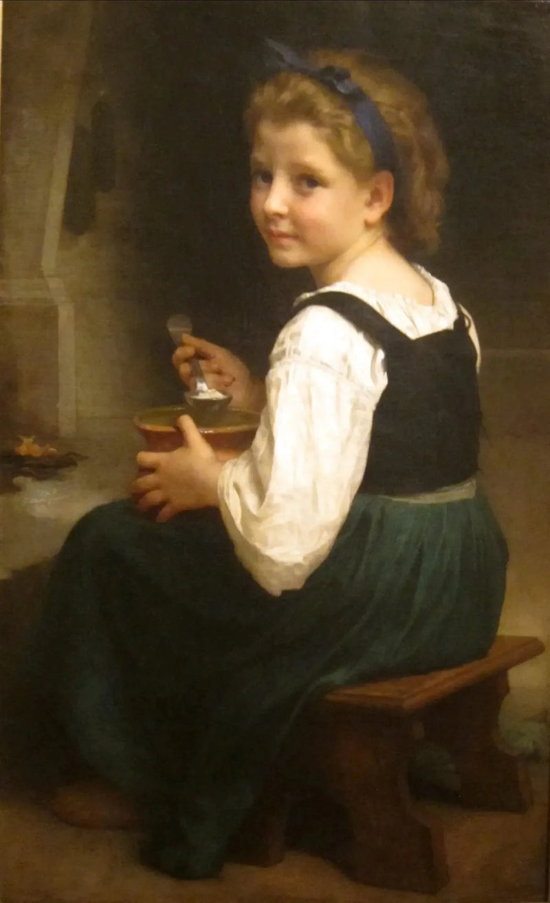 Barn med mjölk koppen - Bouguereau