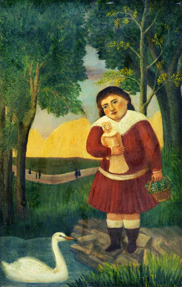 Barn med en docka i ett landskap - Henri Rousseau