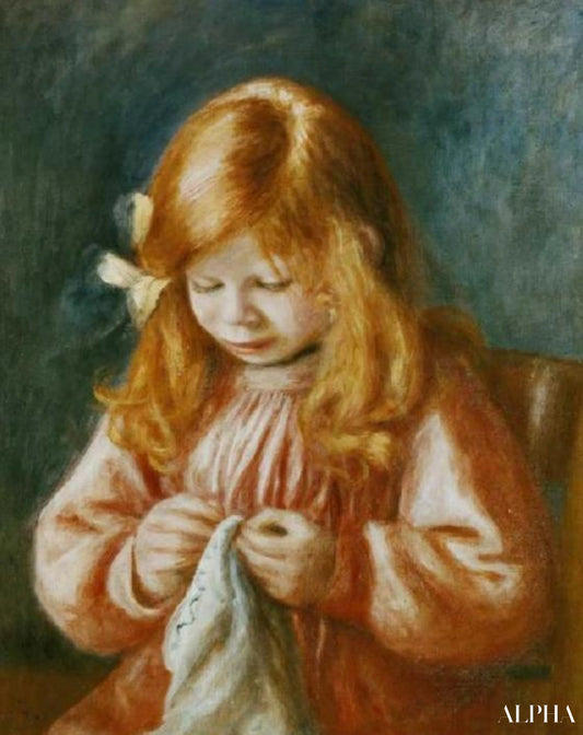 Enfant cousant - Pierre-Auguste Renoir - Reproductions de tableaux et peintures haut de gamme