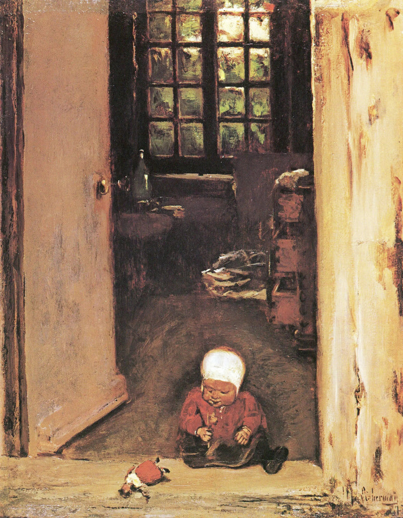 Barn som leker i dörröppningen - Max Liebermann