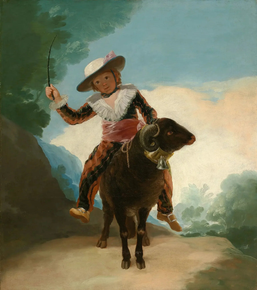 Barn som rider på ett får - Francisco de Goya