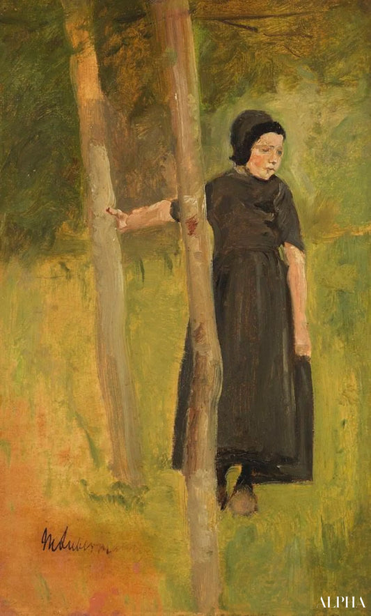 Enfant sous des arbres - étude concernant les "enfants jouent" - Max Liebermann - Reproductions de tableaux et peintures haut de gamme