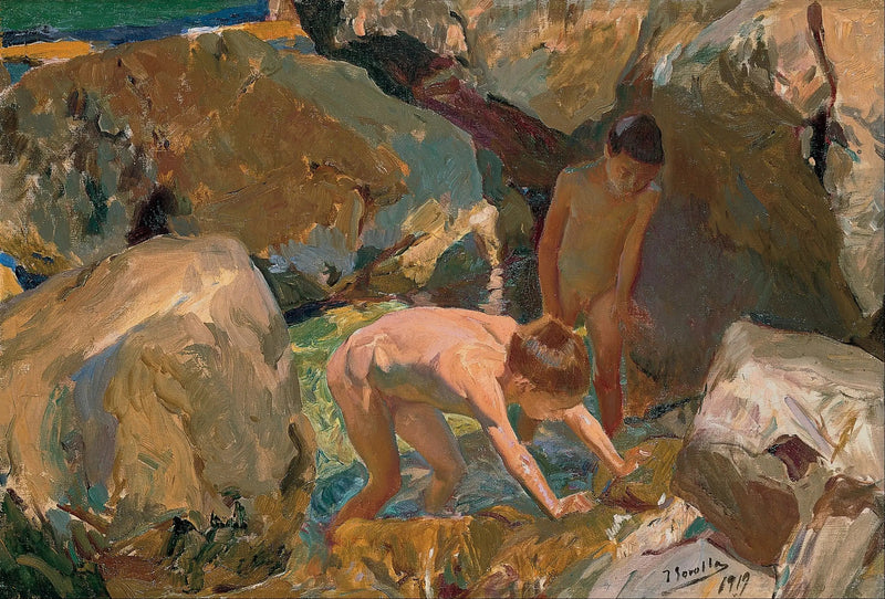 Barn som letar efter snäckor - Joaquín Sorolla