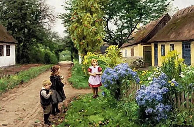 Barn vid Kirkestien. Jyllinge. - H. A. Brendekilde