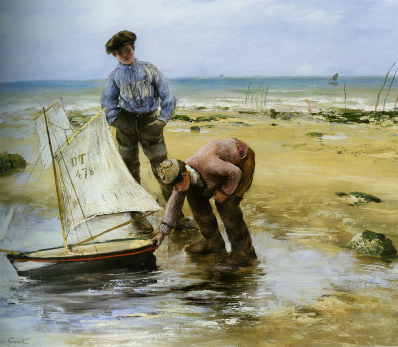 Barn som leker på stranden - Norbert Gœneutte