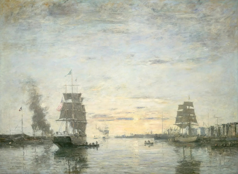 Inträde till hamnen i Le Havre - Eugène Boudin