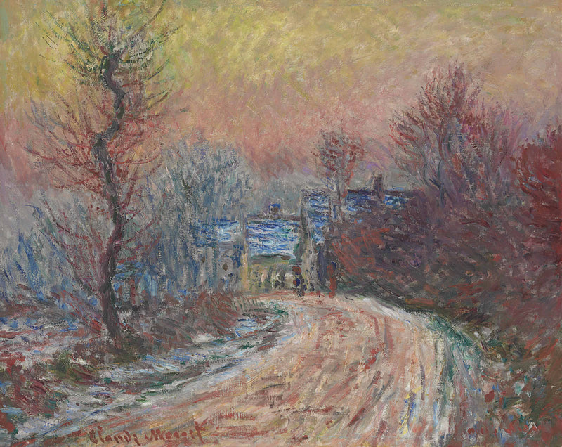 Ingång till Giverny på vintern, solnedgång W966 - Claude Monet