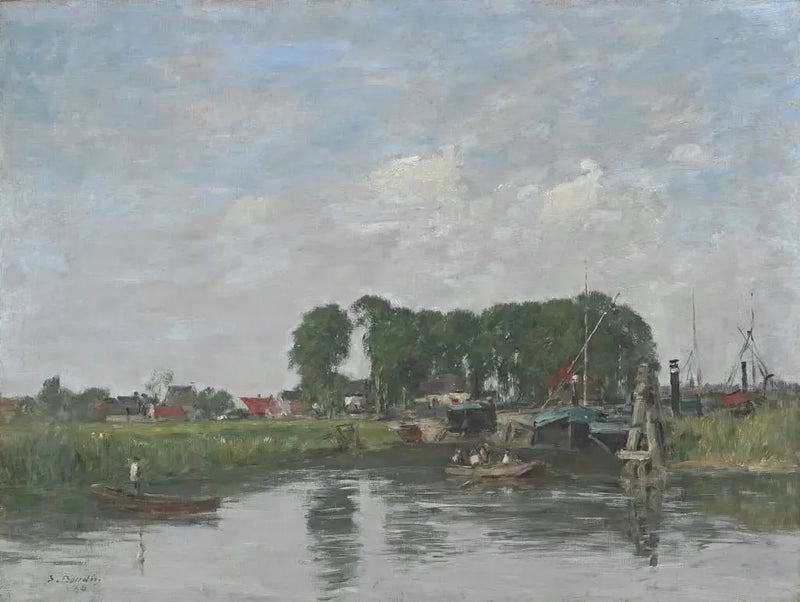 Områden kring Dordrecht. Båt reparationsverkstad - Eugène Boudin