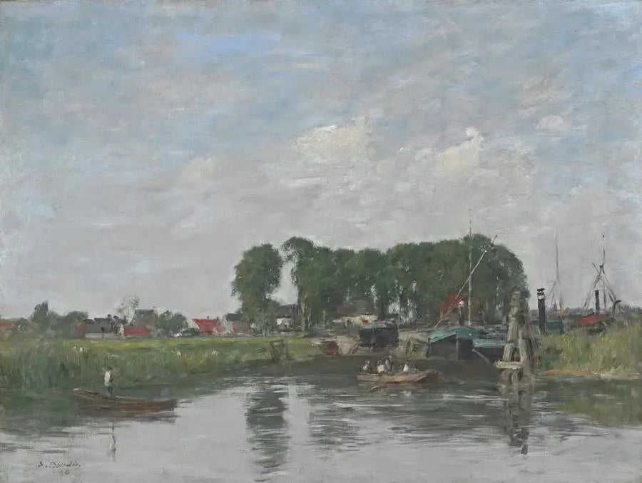 Områden kring Dordrecht. Båt reparationsverkstad - Eugène Boudin