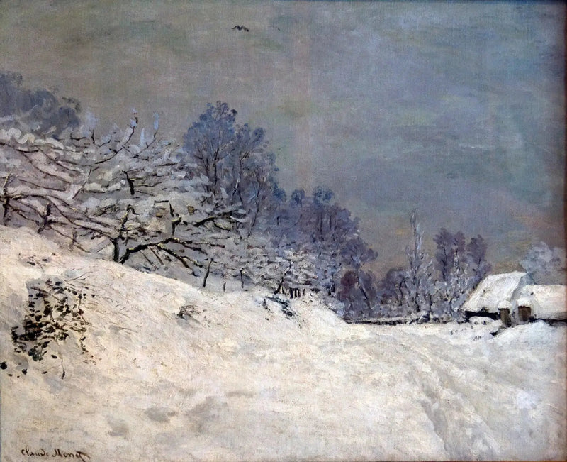 Området runt Honfleur, snö - Claude Monet