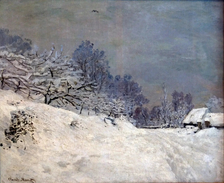 Området runt Honfleur, snö - Claude Monet