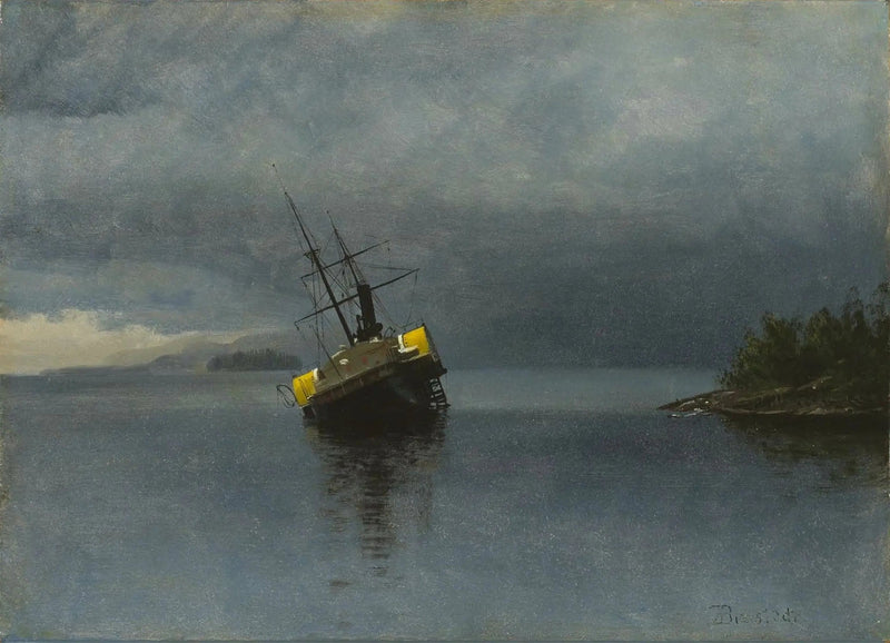 Skeppsvraket av Ancon i Loringbukten, Alaska - Albert Bierstadt