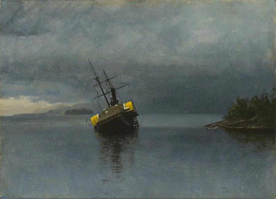 Skeppsvraket av Ancon i Loringbukten, Alaska - Albert Bierstadt