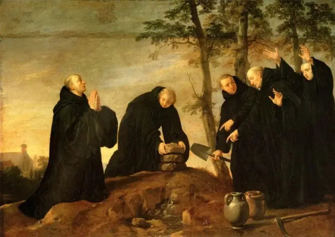 Benedictus helgonets livsögonblick: Den mirakulösa fontänen - Philippe de Champaigne