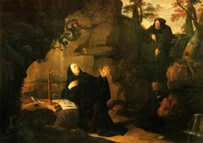 Benedictus heliga livsögonblick: Saint Benoît matas av broder Romain - Philippe de Champaigne