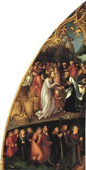 Epitaph der Schwestern Walther: Speisung der Fünftausend - Hans Holbein the Elder image 1 copie de tableau peinte à la main