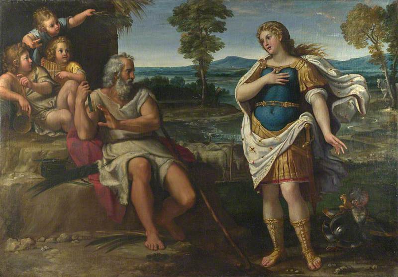 Erminia söker skydd hos herdarna - Annibale Carracci
