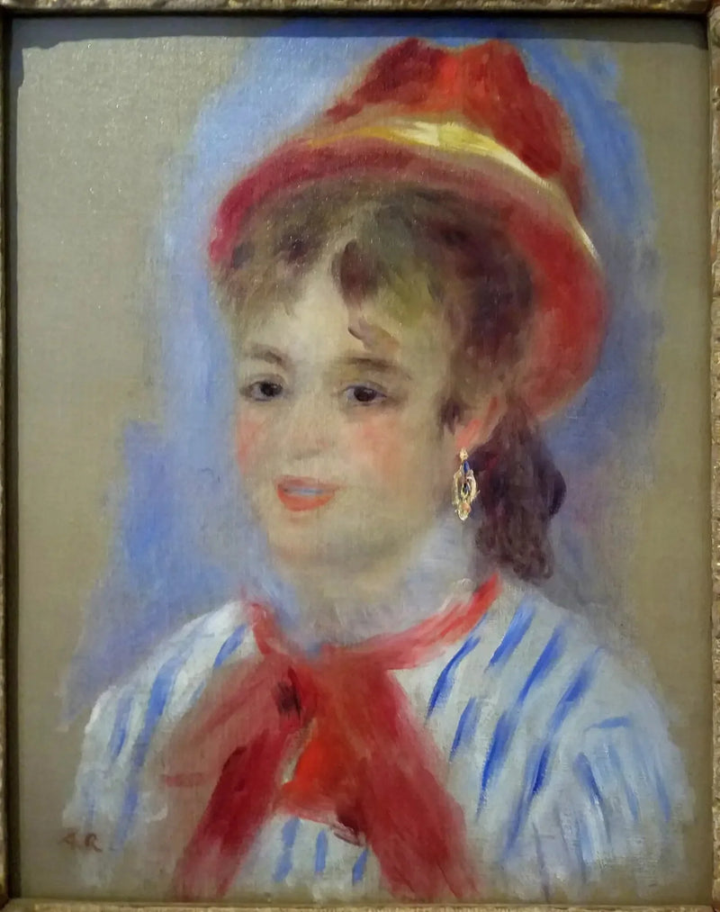 Estelle med röd hatt - Pierre-Auguste Renoir