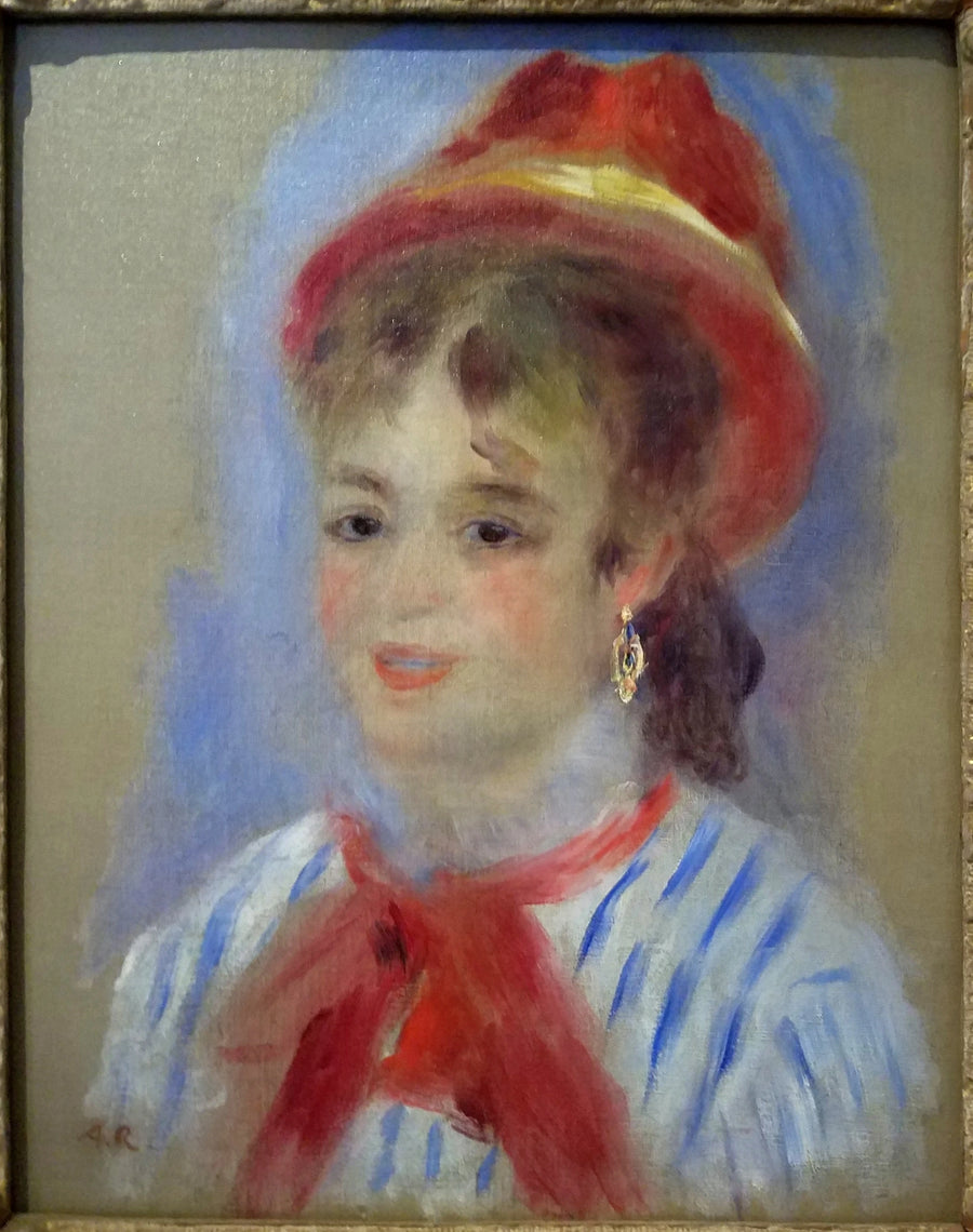 Estelle med röd hatt - Pierre-Auguste Renoir