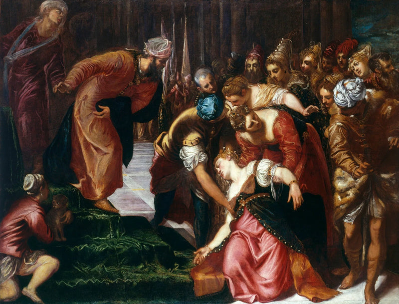 Esther framför Assuérus - Jacopo Tintoretto